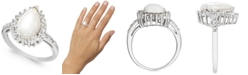 Macy's Opal (1-3/4 ct. t.w.) & Diamond (1/4 ct. t.w.) Pear Halo Ring in Sterling Silver